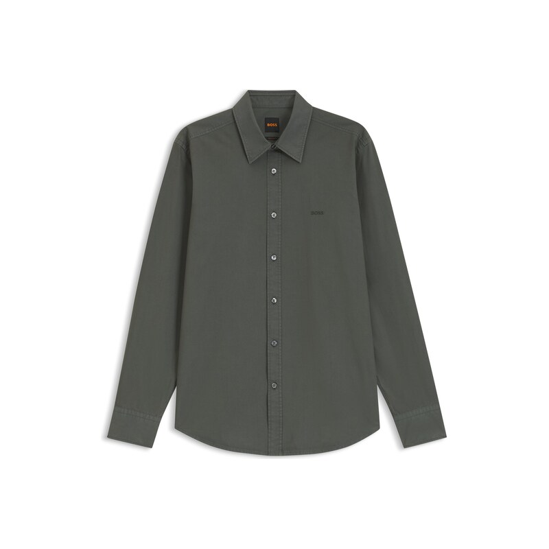 BOSS Regular-fit shirt in cotton poplin with embroidered logo