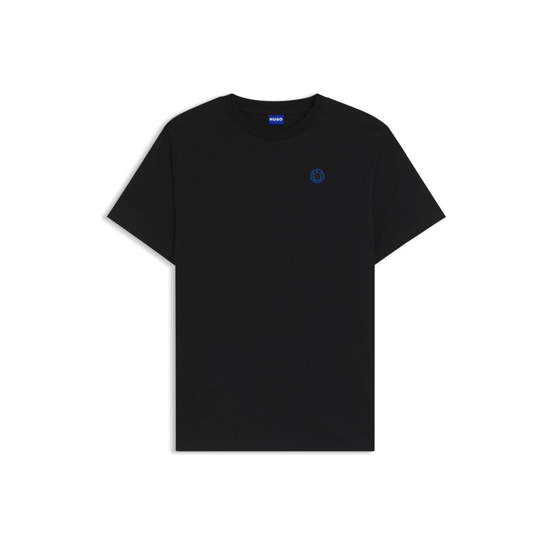 Cotton-jersey T-shirt with Happy HUGO logo