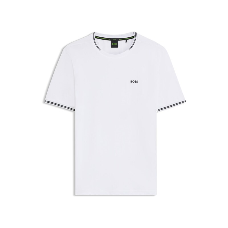 BOSS Stretch-cotton T-shirt with stripes and logo