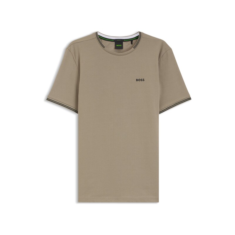 BOSS Stretch-cotton T-shirt with stripes and logo