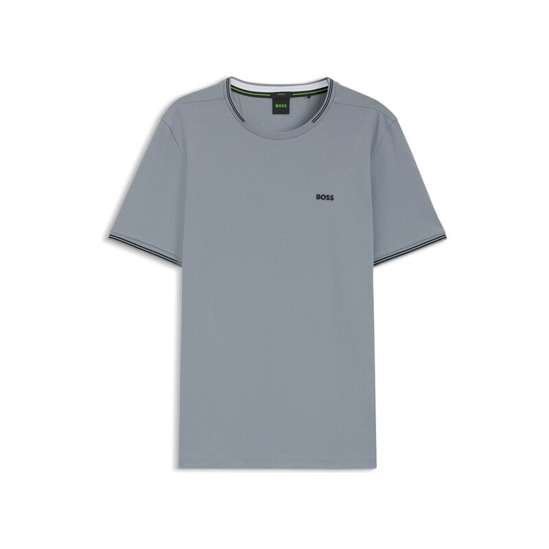 BOSS Stretch-cotton T-shirt with stripes and logo