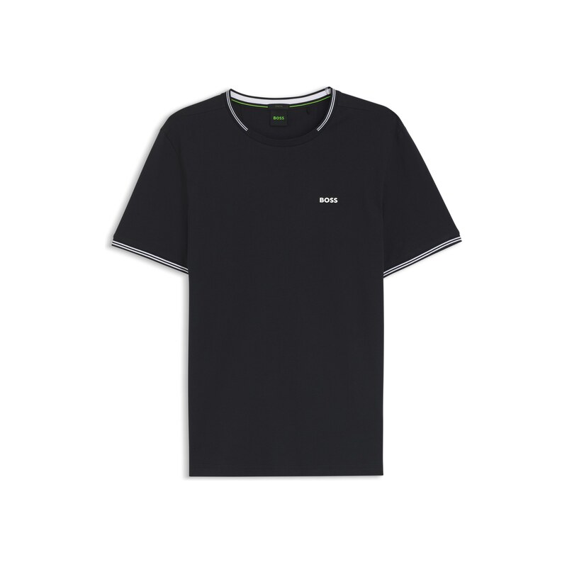 BOSS Stretch-cotton T-shirt with stripes and logo