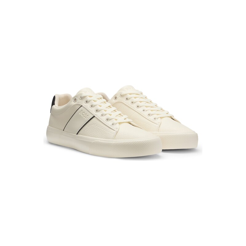 BOSS Faux-leather trainers with plain and grained textures