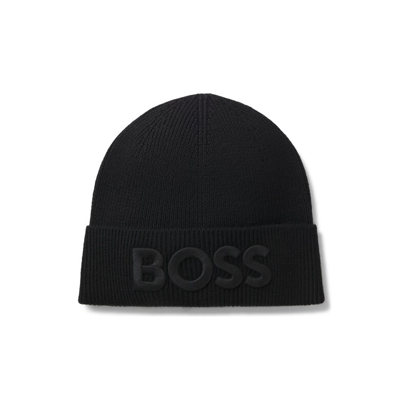 BOSS Wool-blend beanie hat with embroidered logo
