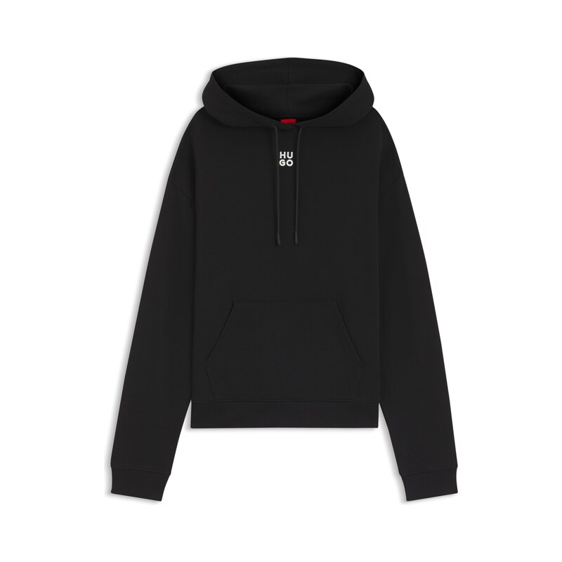 HUGO Cotton-terry hoodie with embroidered stacked logo