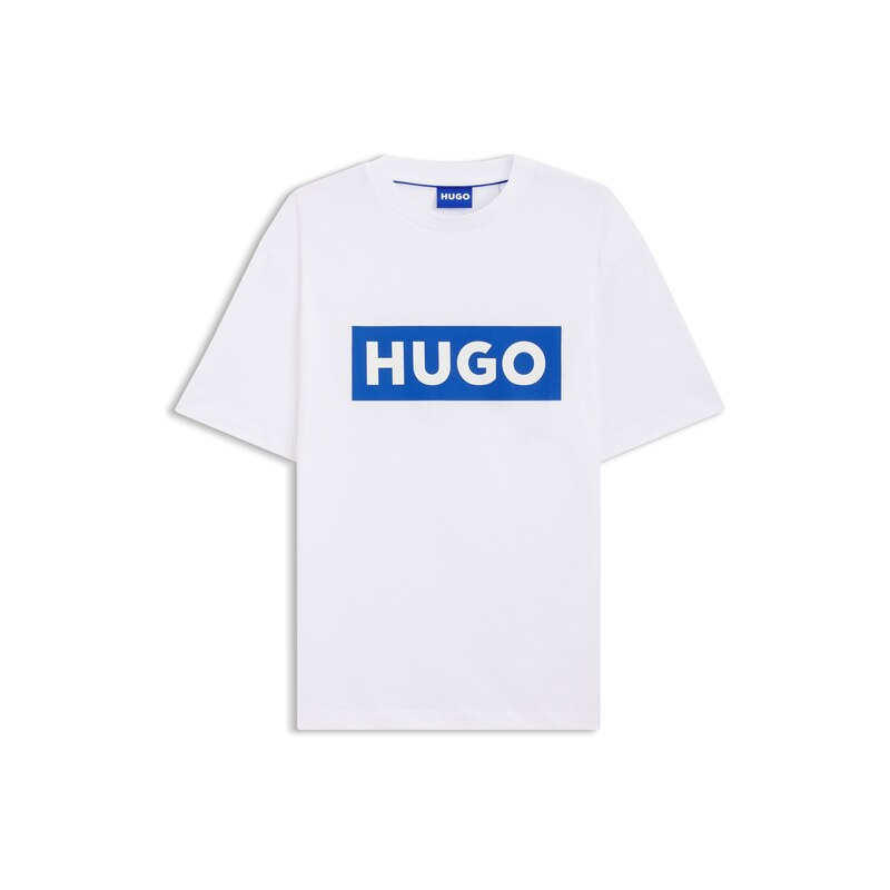 HUGO Cotton-jersey T-shirt with blue logo print