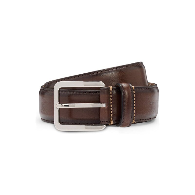 BOSS Business belt in Italian leather with brass buckle