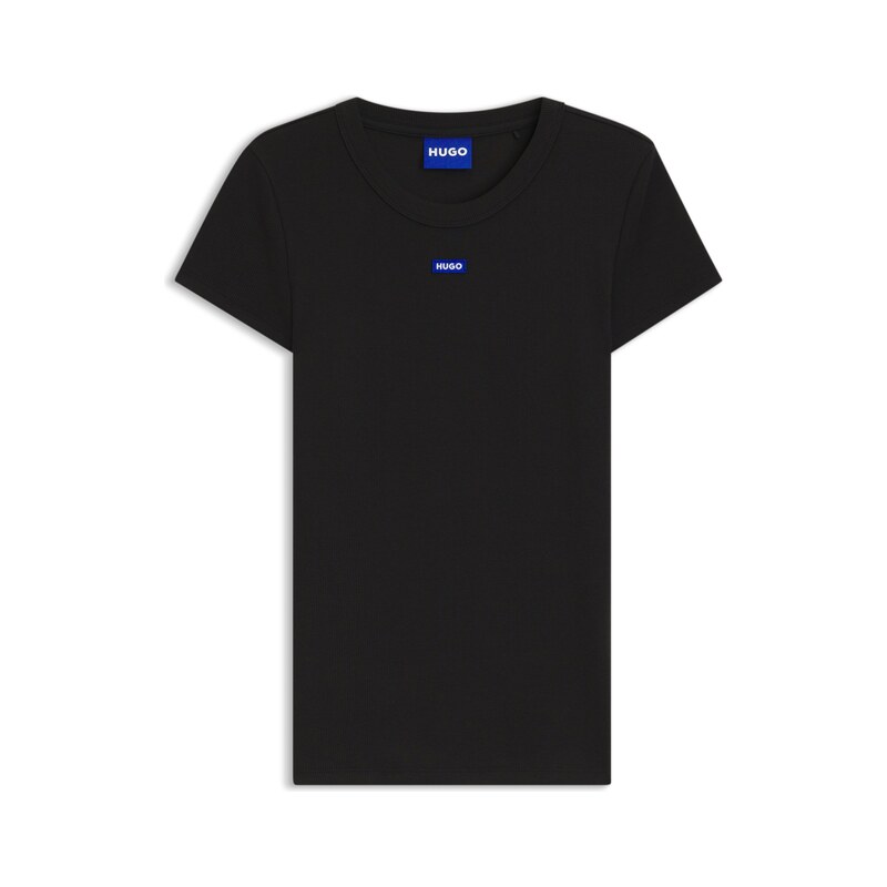 HUGO Stretch-cotton slim-fit T-shirt with logo badge