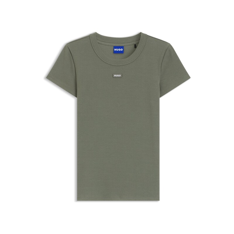 HUGO Stretch-cotton slim-fit T-shirt with logo badge