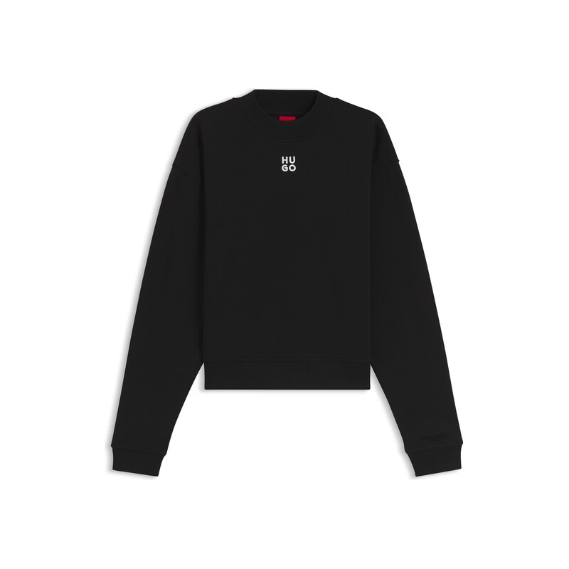 HUGO Cotton-terry sweatshirt with stacked-logo embroidery