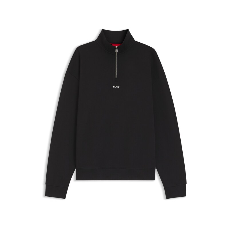 HUGO Relaxed-fit cotton sweatshirt with zip neck