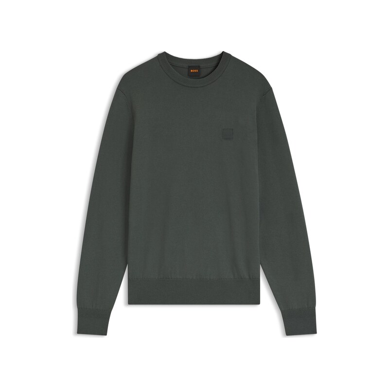 BOSS Cotton-blend sweater with logo patch