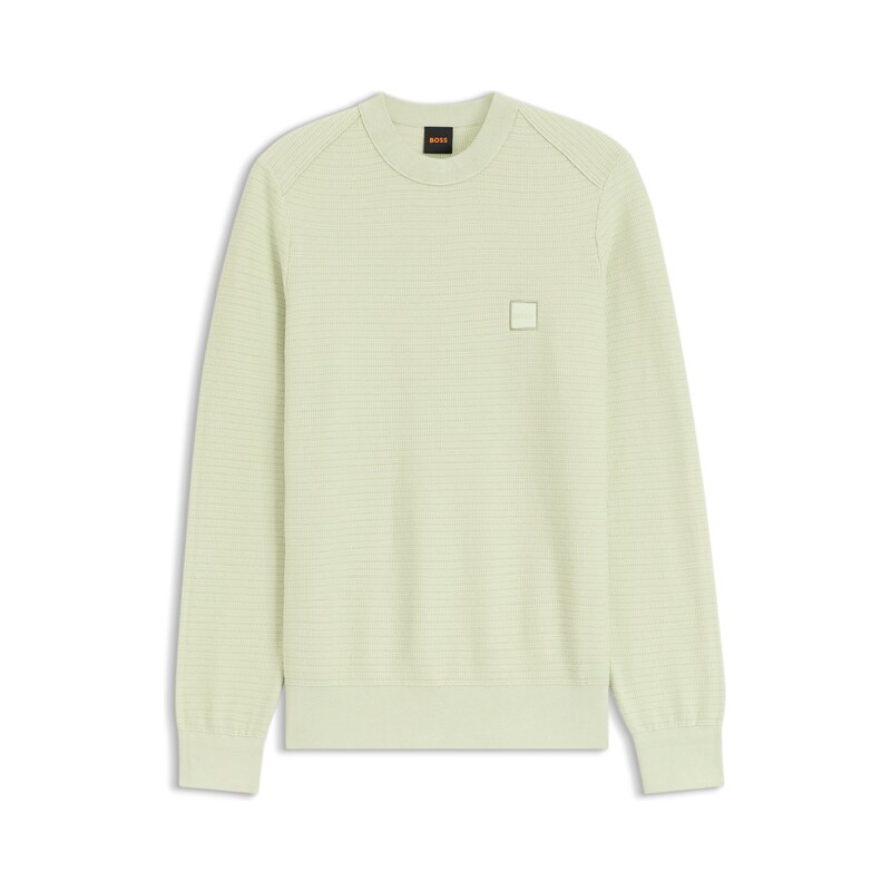 BOSS Cotton-piqué sweater with logo patch