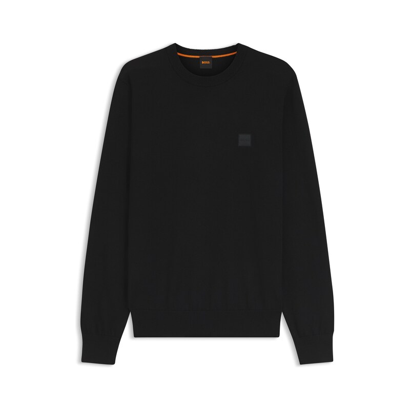 BOSS Cotton-blend sweater with logo patch