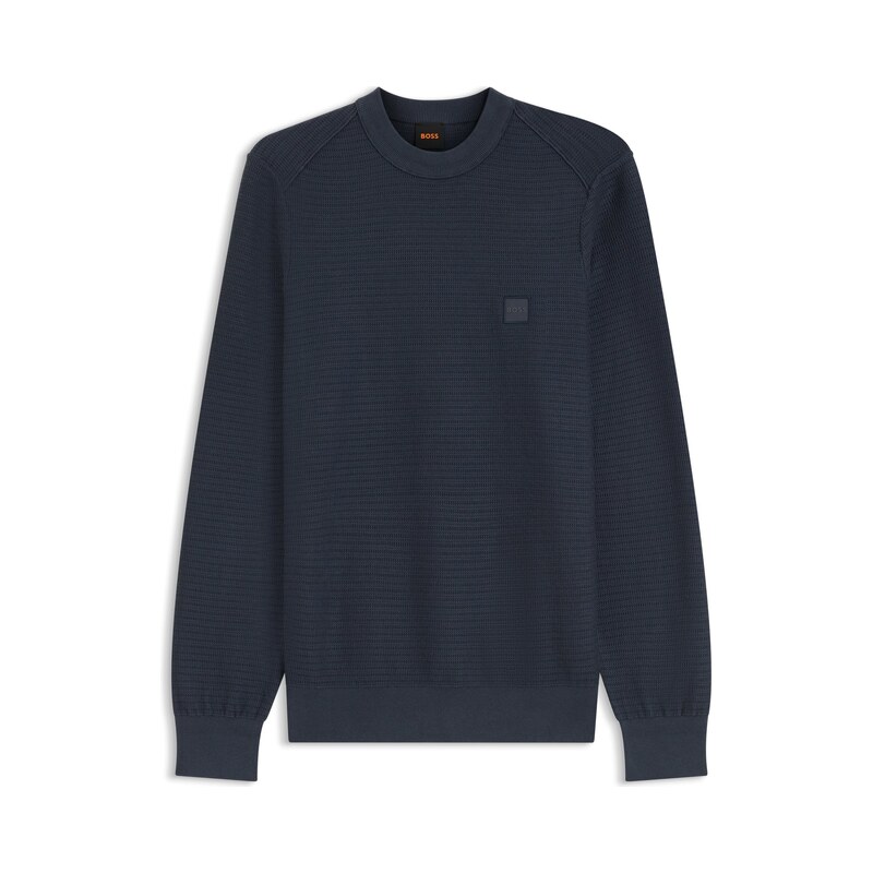 BOSS Cotton-piqué sweater with logo patch