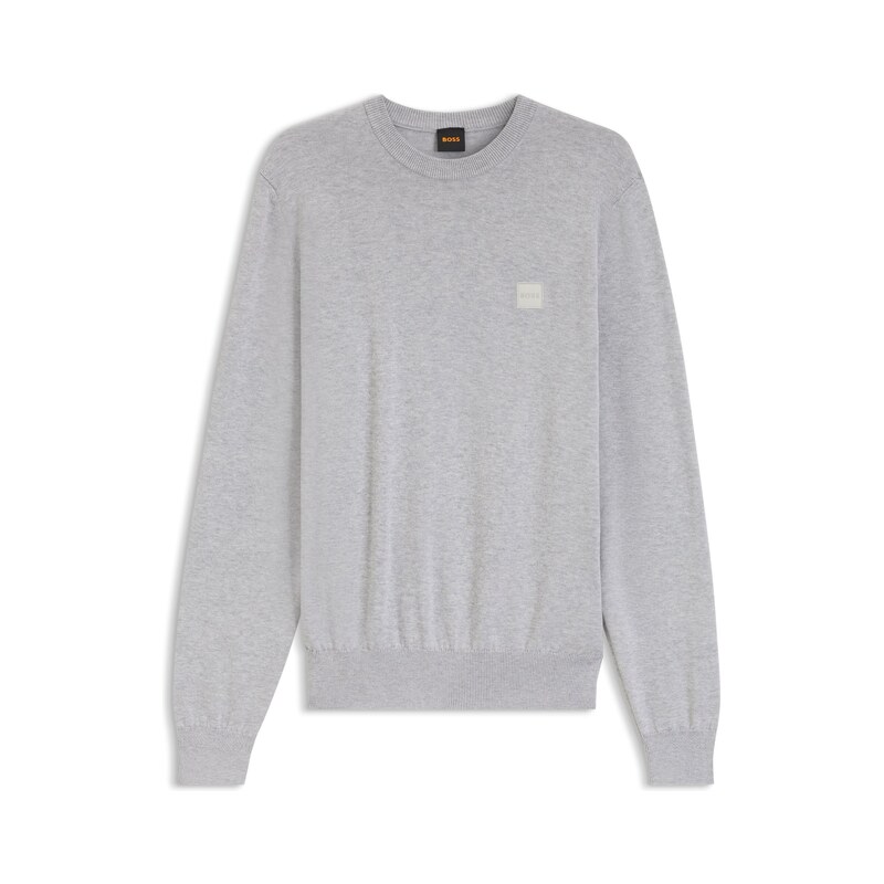 BOSS Cotton-blend sweater with logo patch