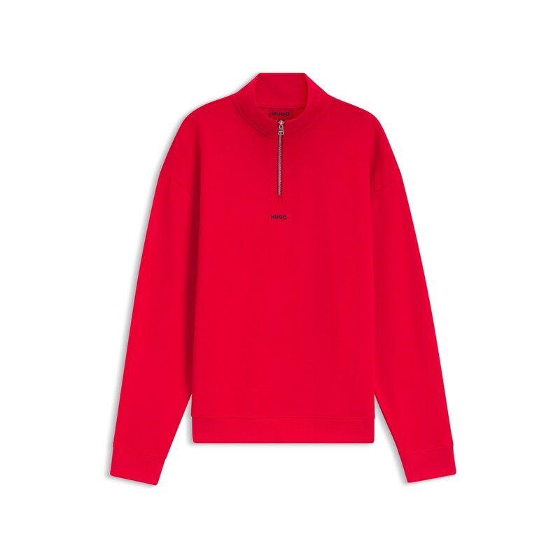 HUGO Relaxed-fit cotton sweatshirt with zip neck