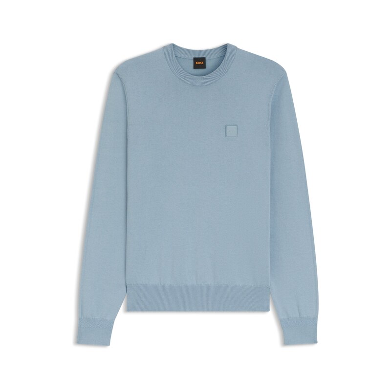 BOSS Cotton-blend sweater with logo patch