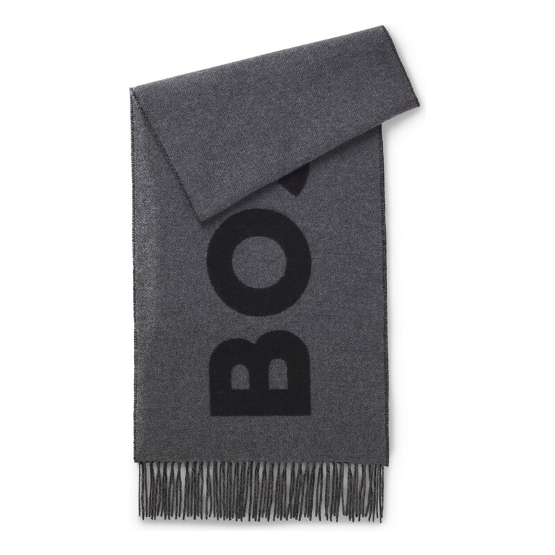 BOSS Italian-made scarf in a wool-blend jacquard