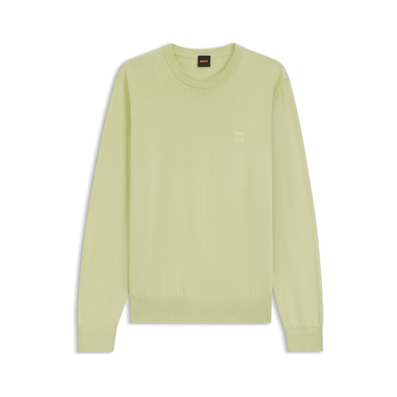 BOSS Cotton-blend sweater with logo patch