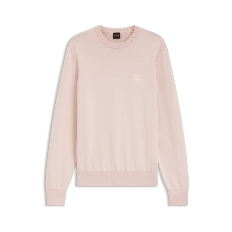 BOSS Cotton-blend sweater with logo patch