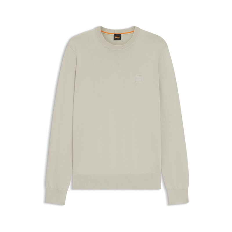 BOSS Cotton-blend sweater with logo patch