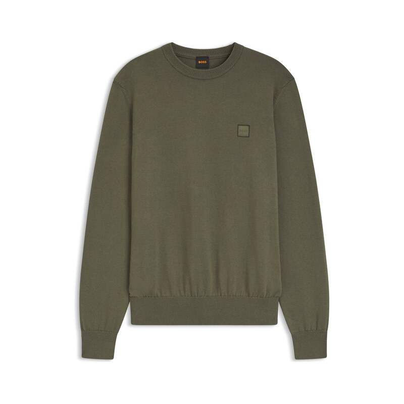 BOSS Cotton-blend sweater with logo patch