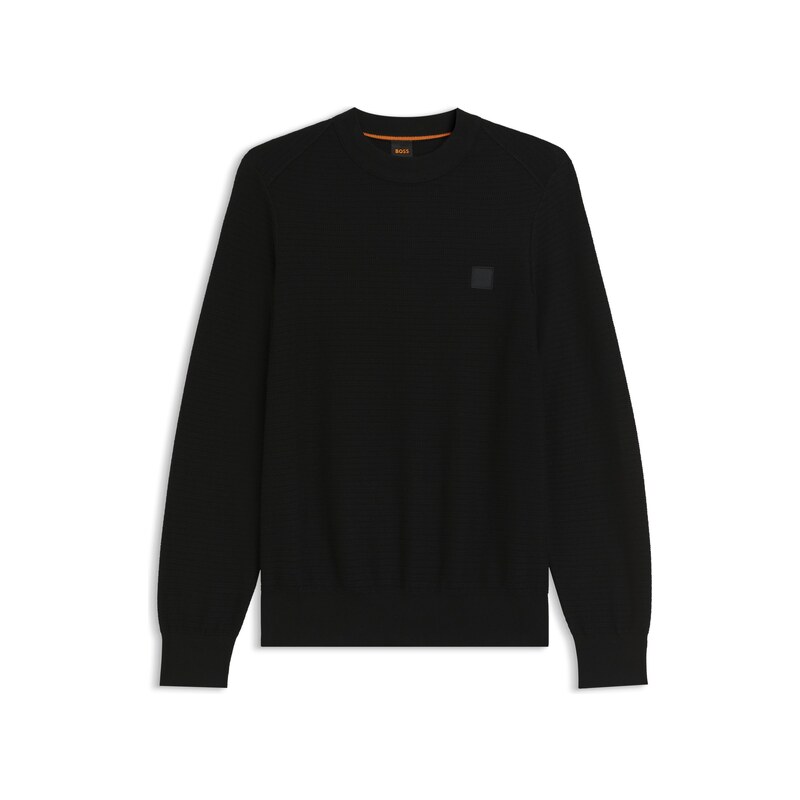 BOSS Cotton-piqué sweater with logo patch