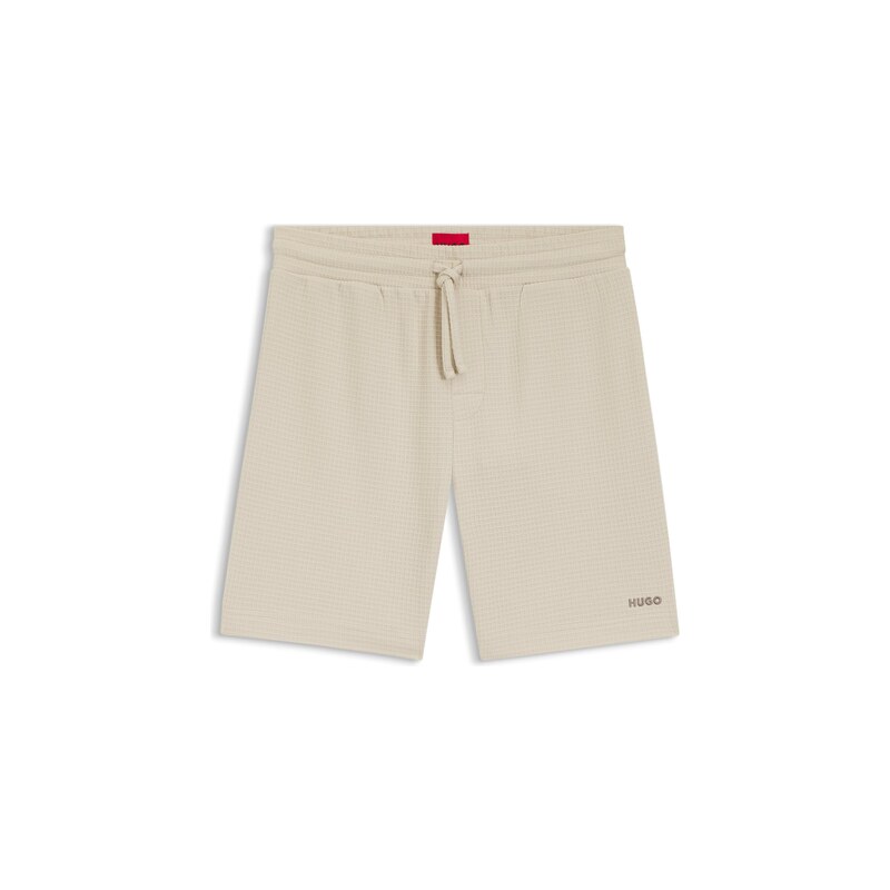 HUGO Waffle-structured pyjama shorts with embroidered logo