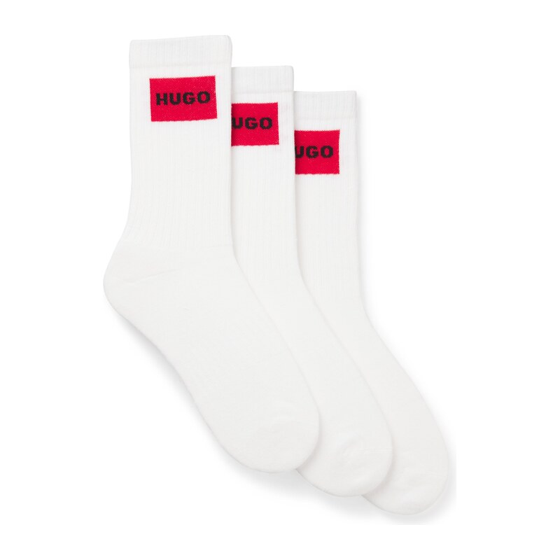 HUGO Three-pack of short socks with red logo labels