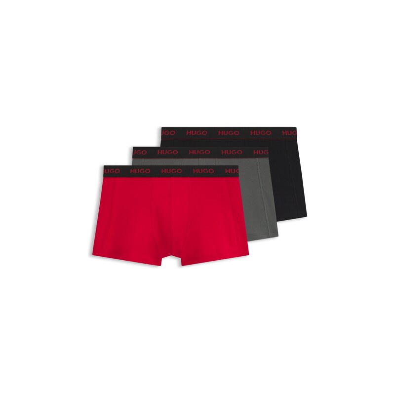 HUGO Three-pack trunks with jacquard logo waistband