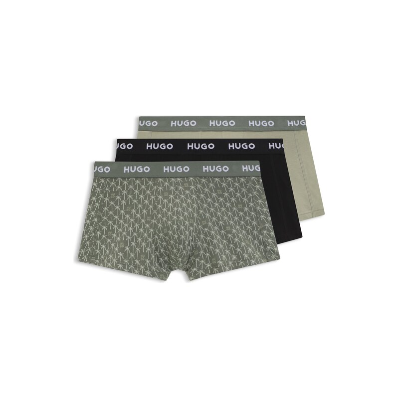 HUGO Three-pack of logo-waistband trunks in stretch cotton