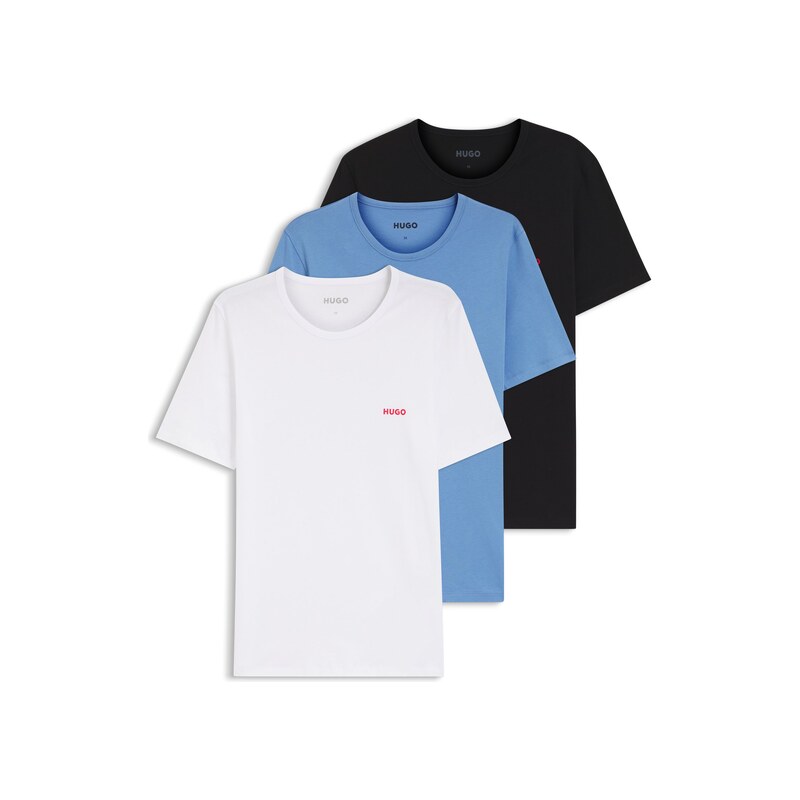 HUGO Three-pack of logo-print underwear T-shirts in cotton