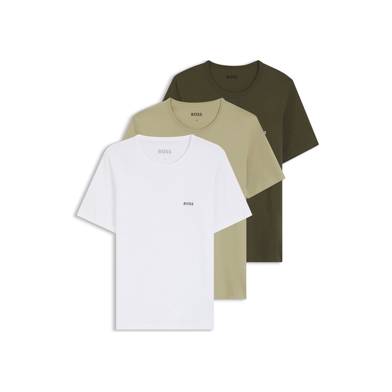 BOSS Three-pack of cotton underwear T-shirts with embroidered