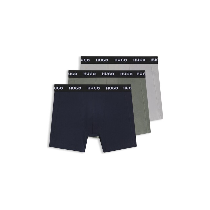HUGO Three-pack of branded boxer briefs in stretch cotton