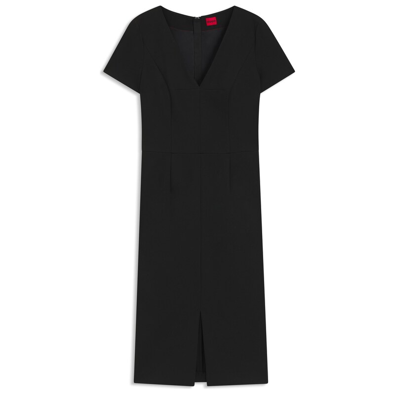 HUGO V-neck slim-fit midi dress in stretch fabric
