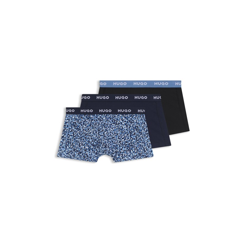 HUGO Three-pack of logo-waistband trunks in stretch cotton
