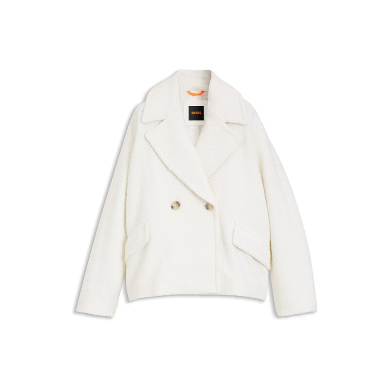 BOSS Loose-fit bouclé coat with double-breasted closure