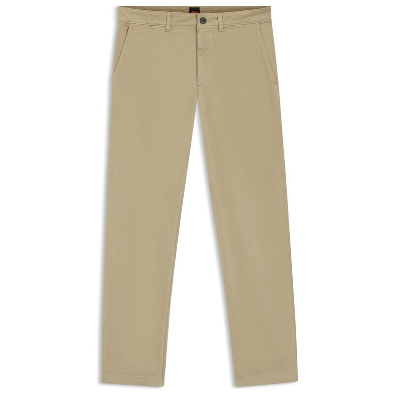 BOSS Regular-fit trousers in stretch-cotton satin