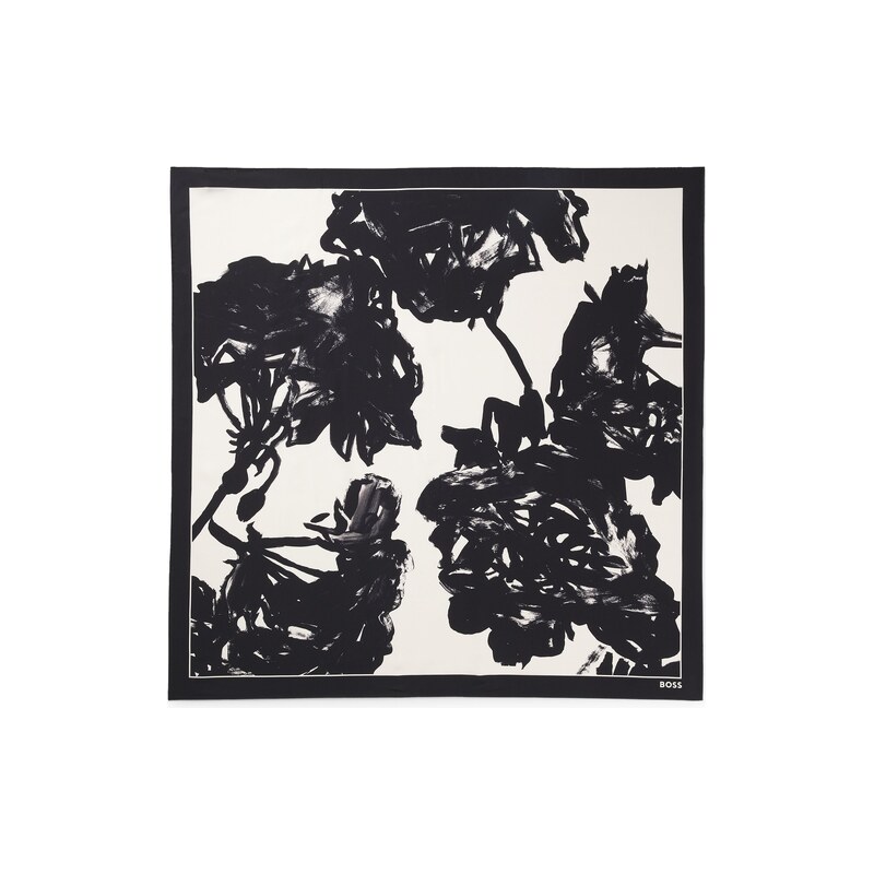 BOSS Italian-made scarf in printed silk twill