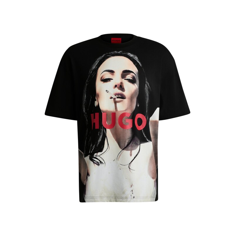 HUGO Oversized-fit T-shirt in cotton with statement artwork