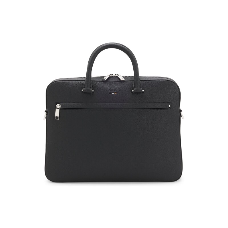 BOSS Grained faux-leather document case with signature-stripe