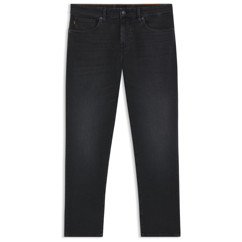 BOSS Tapered-fit jeans in black comfort-stretch denim