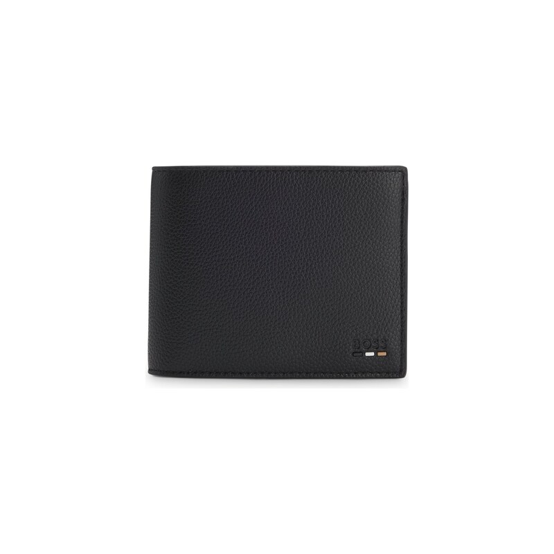 BOSS Grained faux-leather trifold wallet with signature-stripe
