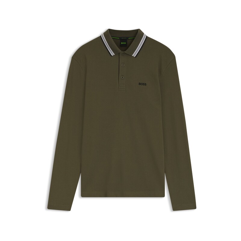 BOSS Long-sleeved cotton piqué polo shirt