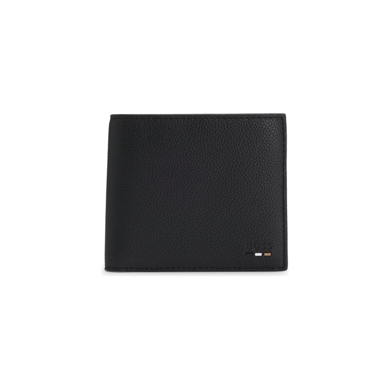 BOSS Grained faux-leather wallet with signature-stripe trim