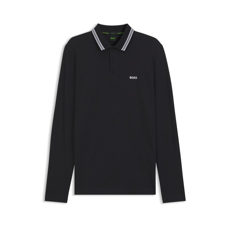 BOSS Long-sleeved cotton piqué polo shirt