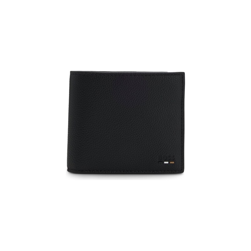 Grained leather wallet with embossed logo detail