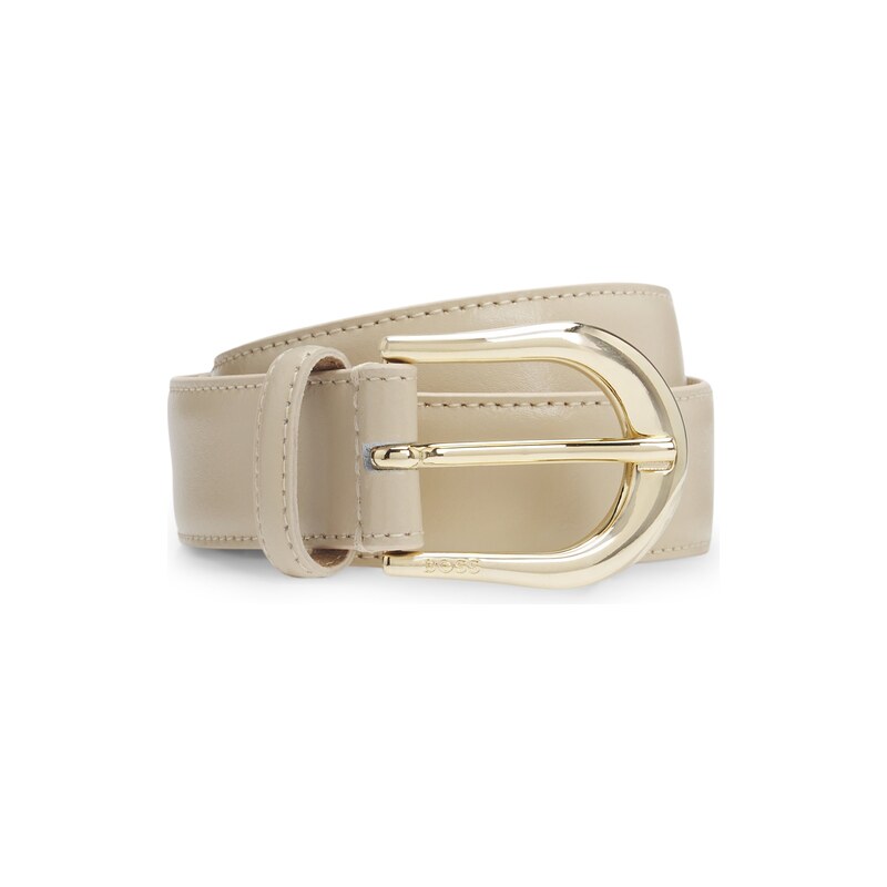 BOSS Italian-leather belt with golden buckle