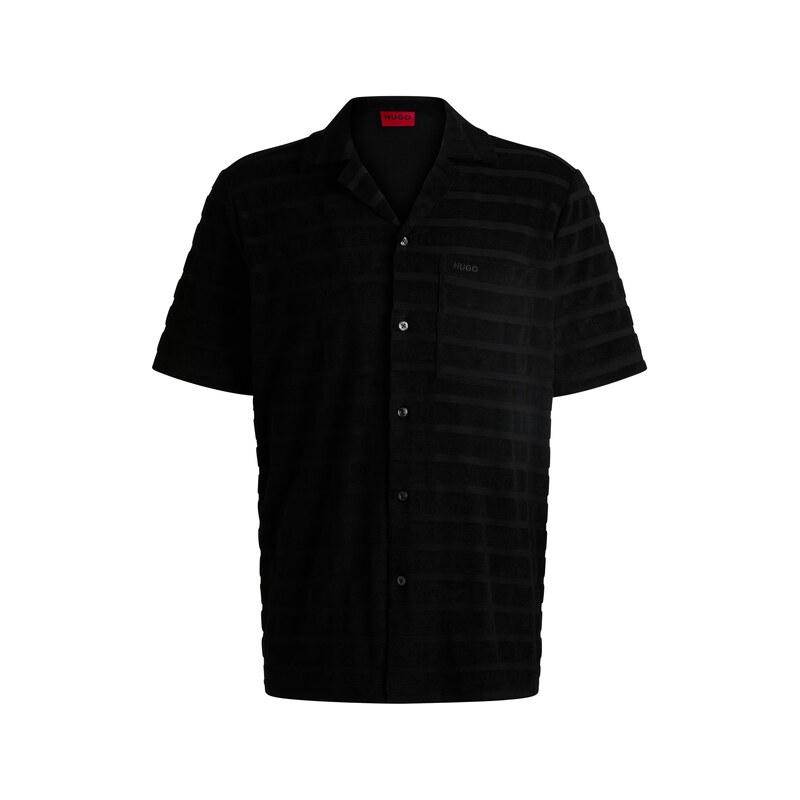 HUGO Relaxed-fit shirt in striped cotton towelling